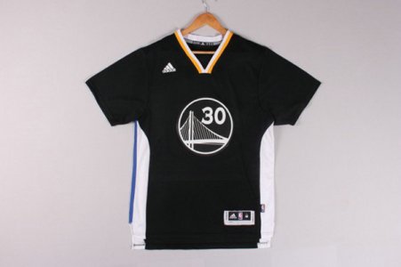 Maillot De Basket Golden State Warriors Stephen Curry 30 Manches Courtes Noir